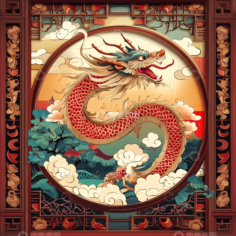高清大图下载【趣麦麦图】龙包装插画1