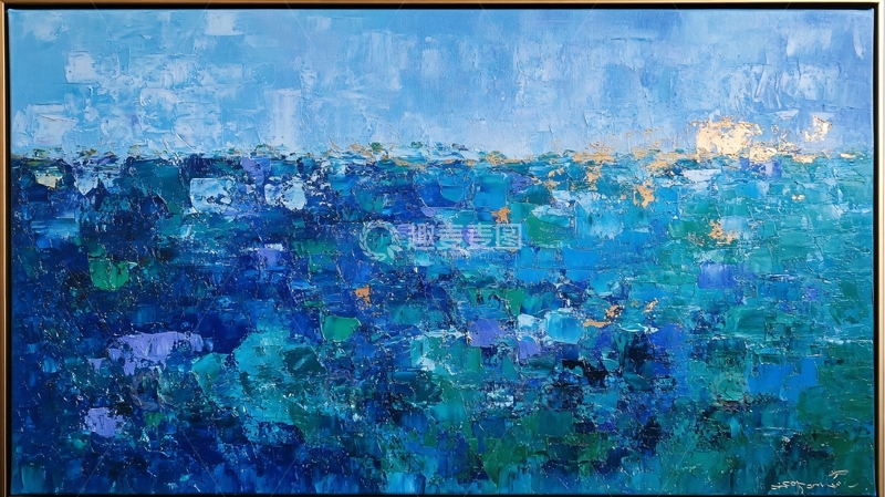 高清大图下载【趣麦麦图】大海蓝色调油画