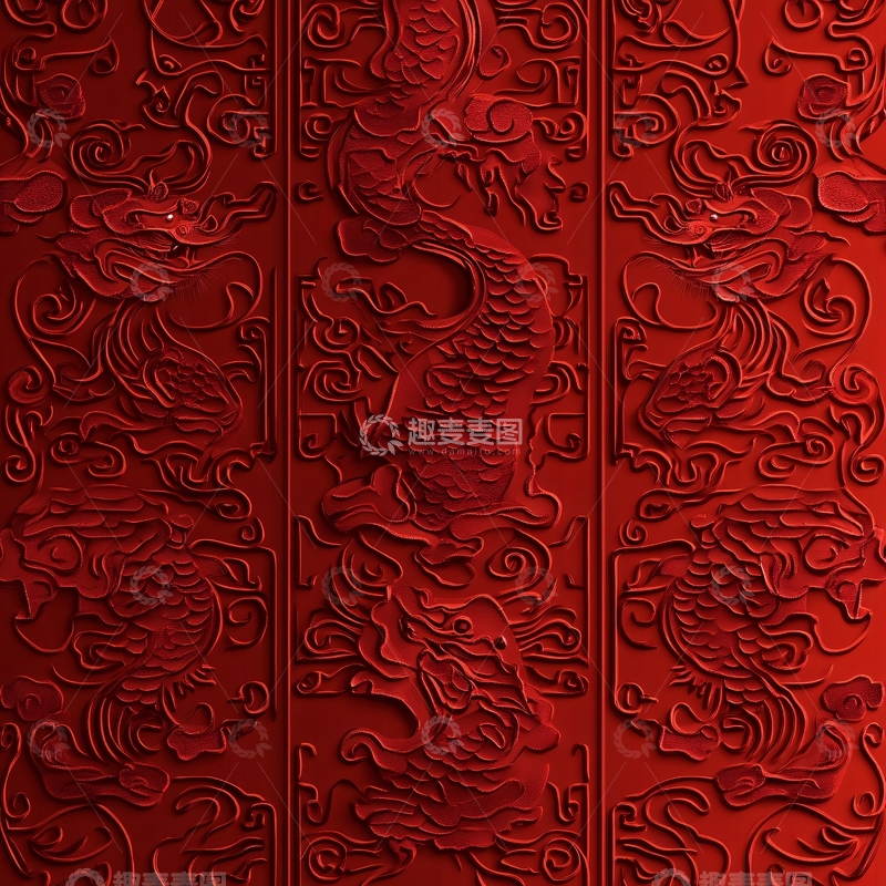 高清大图下载【趣麦麦图】屏风背景云纹漆器1