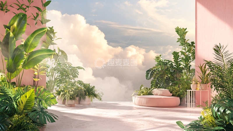 高清大图下载【趣麦麦图】粉红色露台