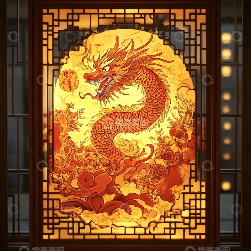 高清大图下载【趣麦麦图】龙年窗贴元素