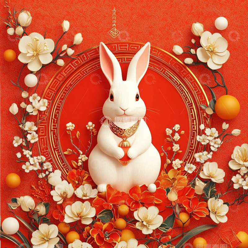 高清大图下载【趣麦麦图】兔年剪纸风2
