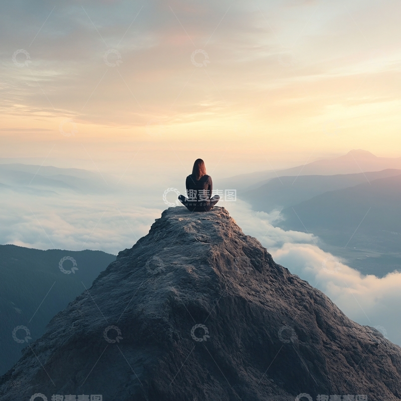 高清大图下载【趣麦麦图】坐在悬崖边上的女生