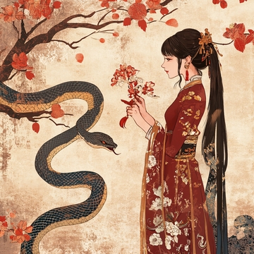 蛇年迎春传统绘图