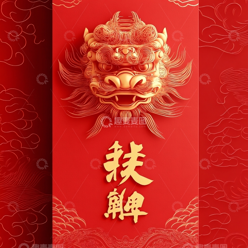 高清大图下载【趣麦麦图】质感龙年红包1