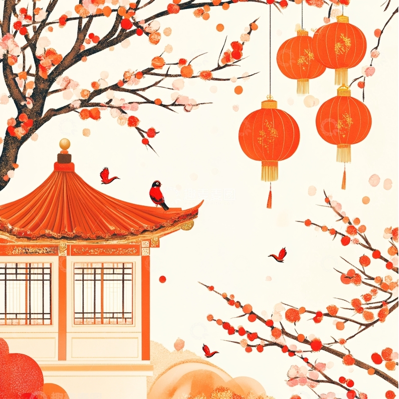 高清大图下载【趣麦麦图】新年节气插画