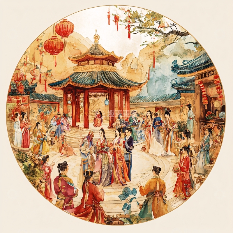 高清大图下载【趣麦麦图】古代庆贺场景