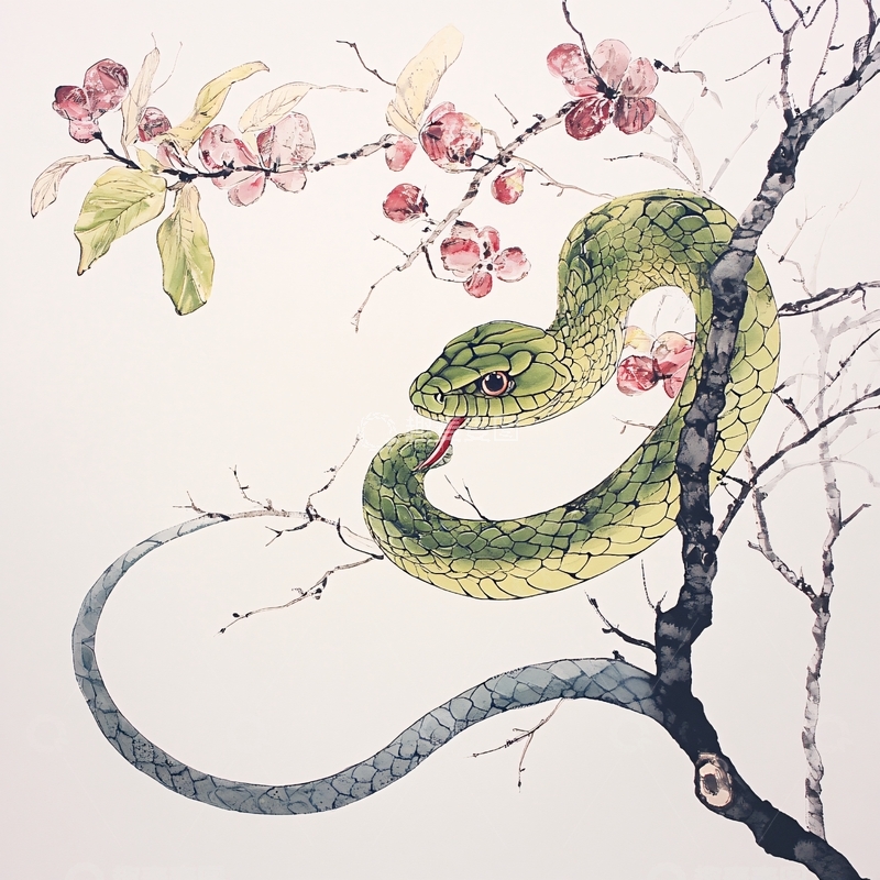 高清大图下载【趣麦麦图】蛇年月份系列插画2