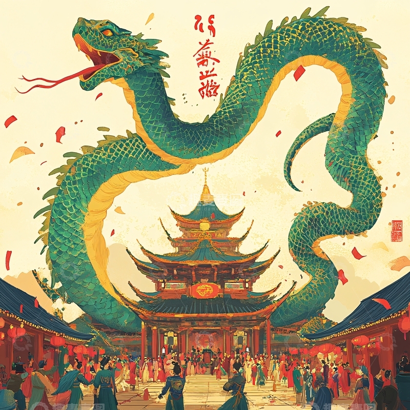 高清大图下载【趣麦麦图】龙年文创插画9
