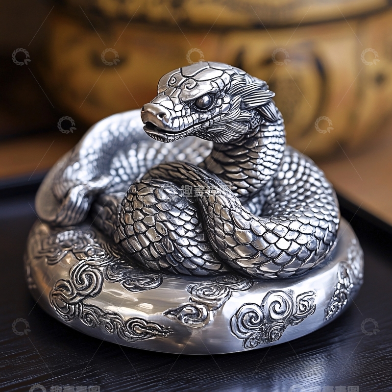 高清大图下载【趣麦麦图】蟠龙银雕