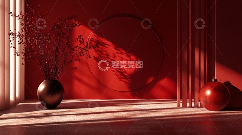 高清大图下载【趣麦麦图】红色球体创意场景5