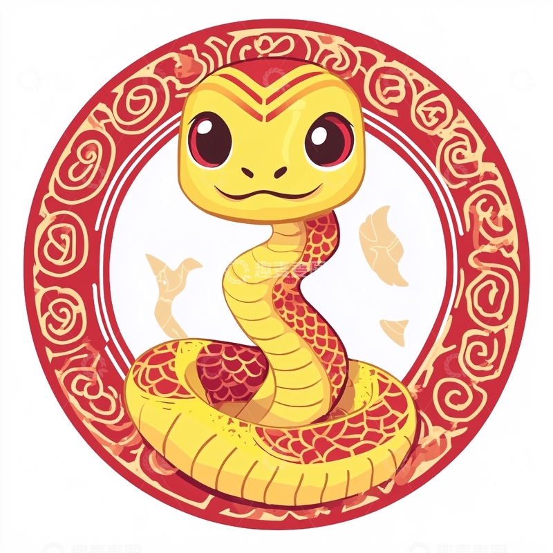 高清大图下载【趣麦麦图】十二生肖巳蛇插画