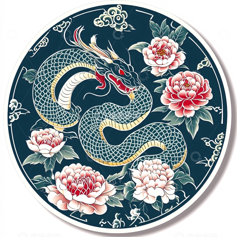 高清大图下载【趣麦麦图】蛇年贴纸窗花1