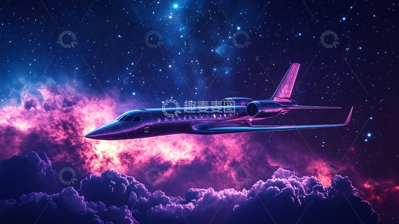 高清大图下载【趣麦麦图】星际飞船与星云