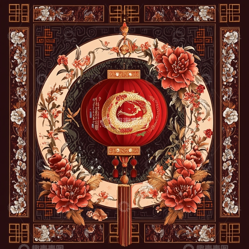 高清大图下载【趣麦麦图】牡丹文创插画