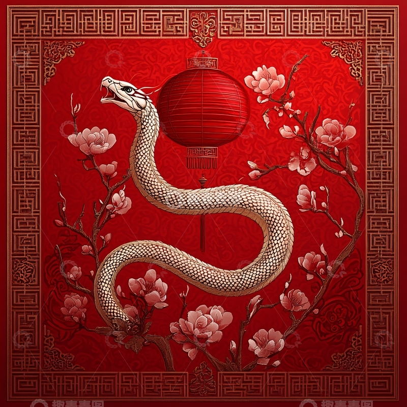 高清大图下载【趣麦麦图】蛇中式背景5