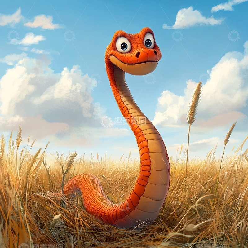 高清大图下载【趣麦麦图】小黄蛇插画