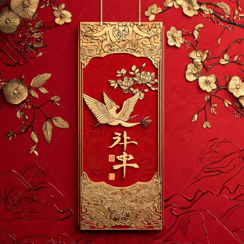 高清大图下载【趣麦麦图】新中式双喜迎宾牌