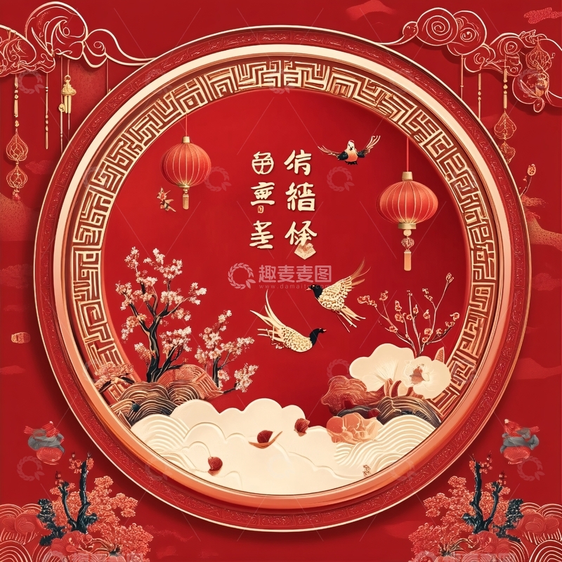 高清大图下载【趣麦麦图】中式喜鹊登梅1