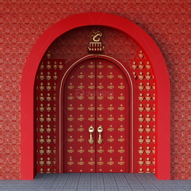 宫廷皇宫大门红门