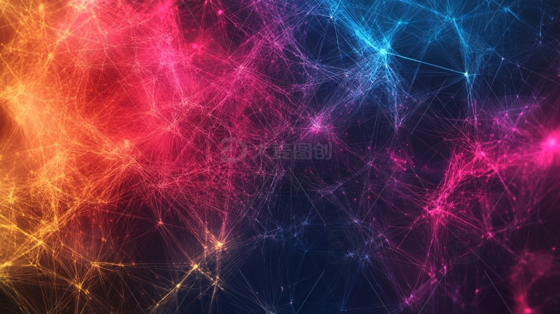 高清大图下载【趣麦麦图】彩色炫酷线条科技背景1
