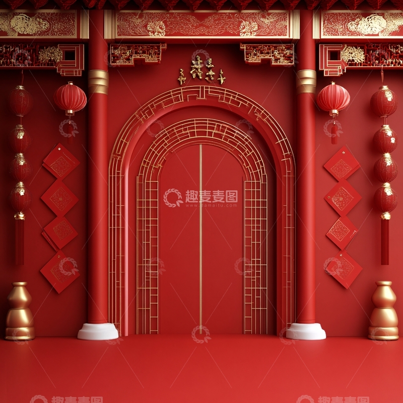 高清大图下载【趣麦麦图】新年异形门