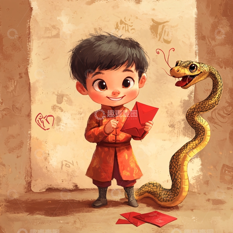 高清大图下载【趣麦麦图】小龙拜年