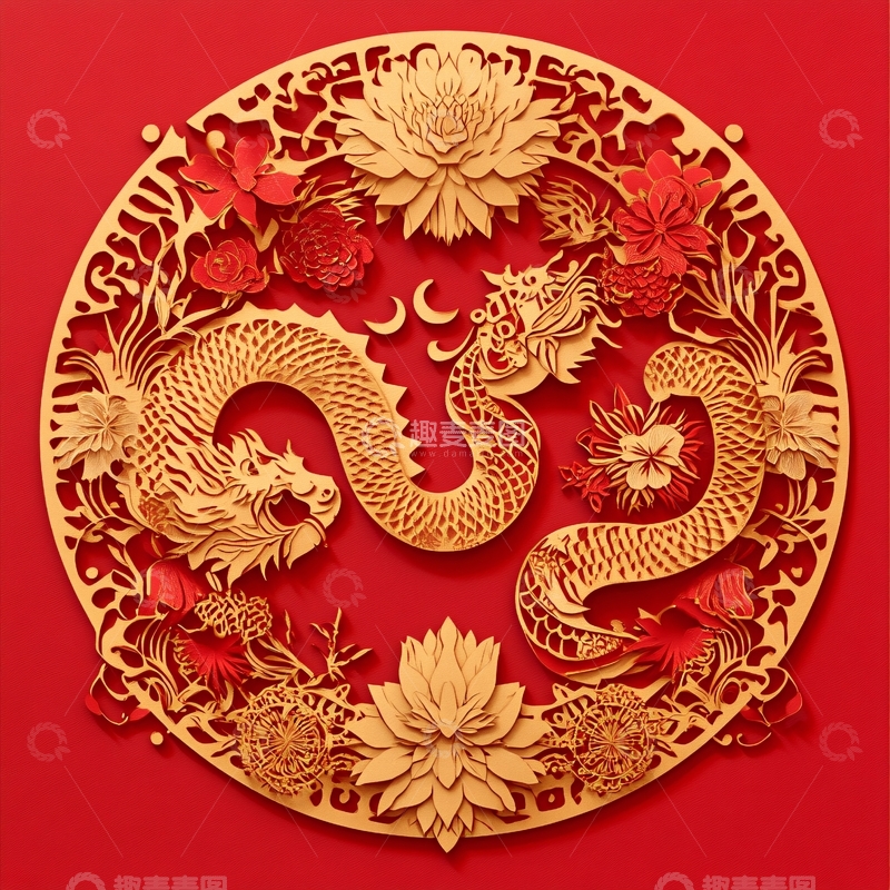 高清大图下载【趣麦麦图】龙年立体装饰1