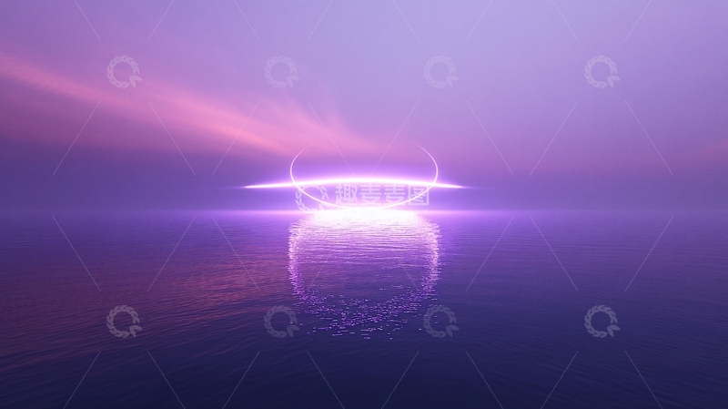 高清大图下载【趣麦麦图】落日倒影光环