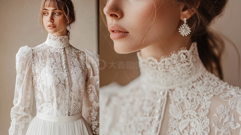 高清大图下载【趣麦麦图】白色蕾丝衣领