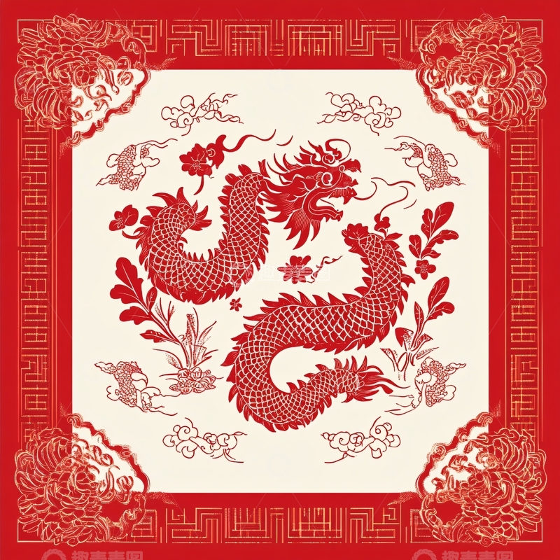 高清大图下载【趣麦麦图】龙凤简约图案