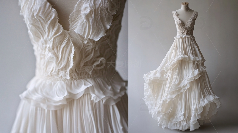 高清大图下载【趣麦麦图】连衣裙上的光线褶皱