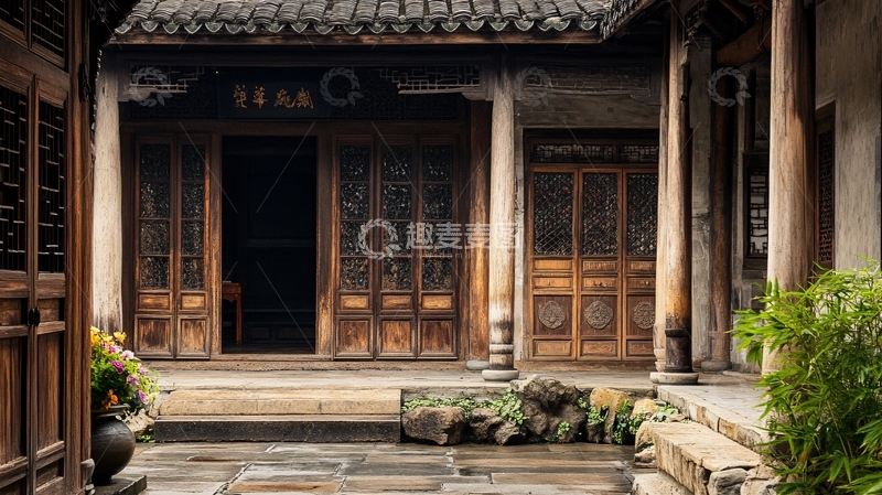 高清大图下载【趣麦麦图】古镇民宿酒店大门