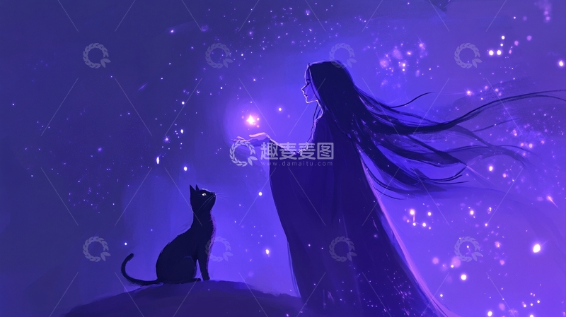 高清大图下载【趣麦麦图】猫女巫插画2