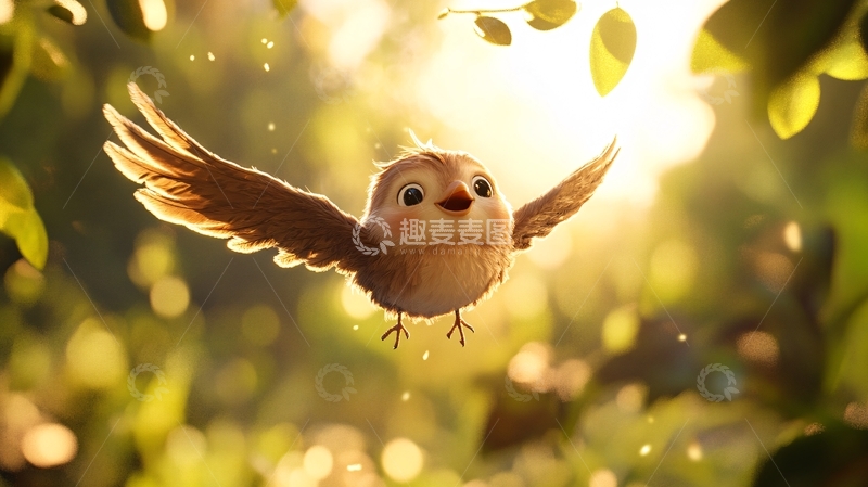 高清大图下载【趣麦麦图】快乐的小麻雀