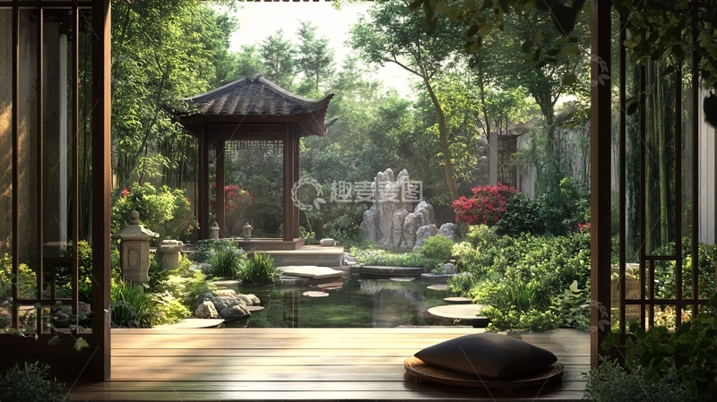 高清大图下载【趣麦麦图】新中式花园