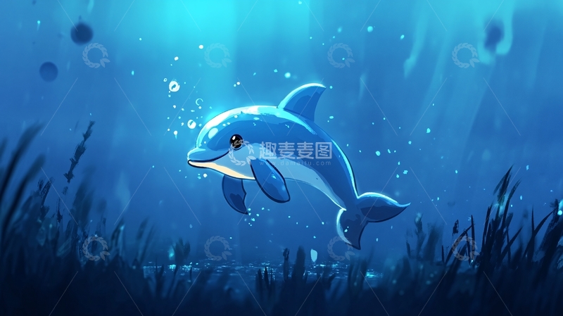 高清大图下载【趣麦麦图】海豚插画