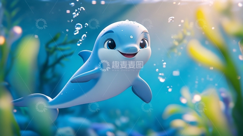 高清大图下载【趣麦麦图】小海豚水中畅游