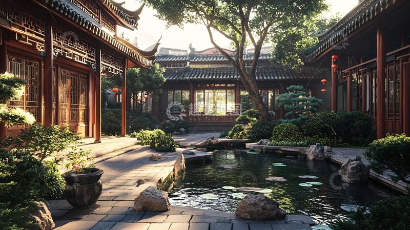高清大图下载【趣麦麦图】中式古典庭院1