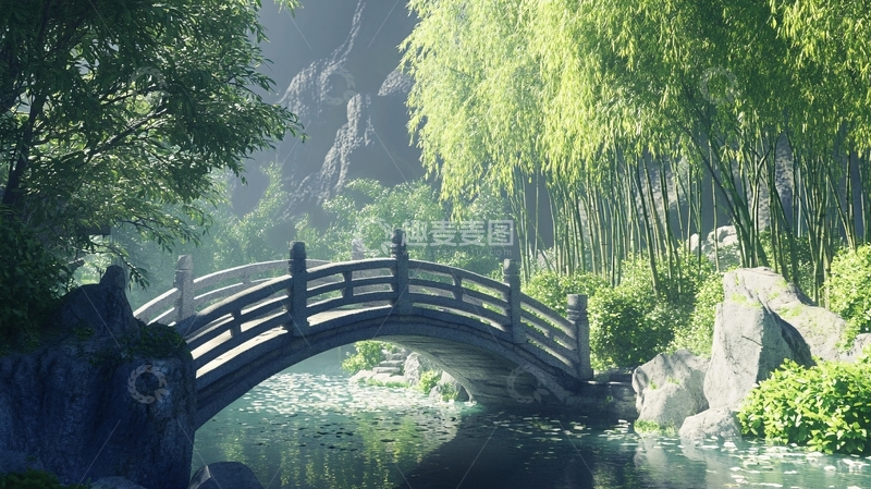 高清大图下载【趣麦麦图】游戏场景竹桥