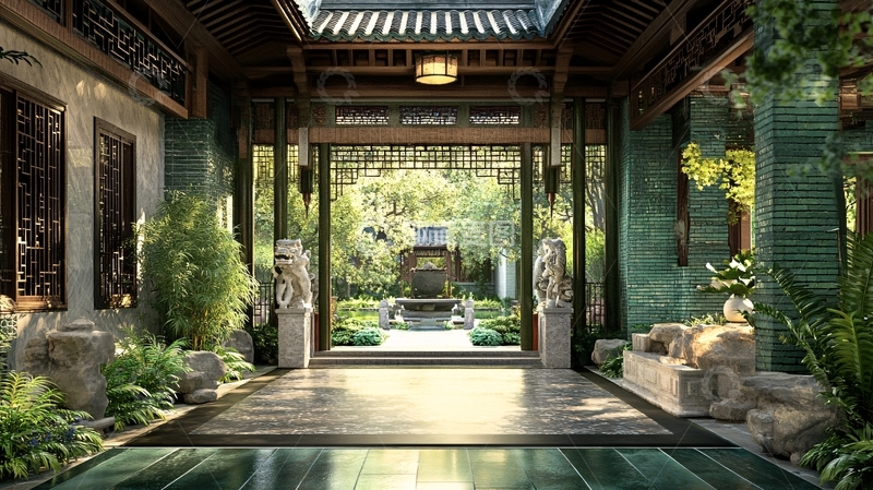 高清大图下载【趣麦麦图】中式古典门庭