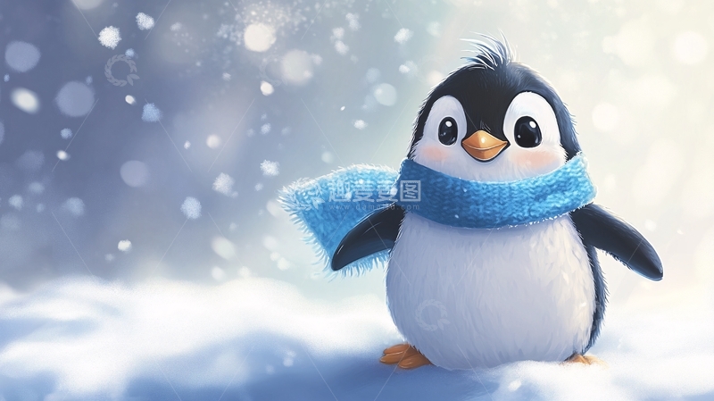 高清大图下载【趣麦麦图】小企鹅插画1