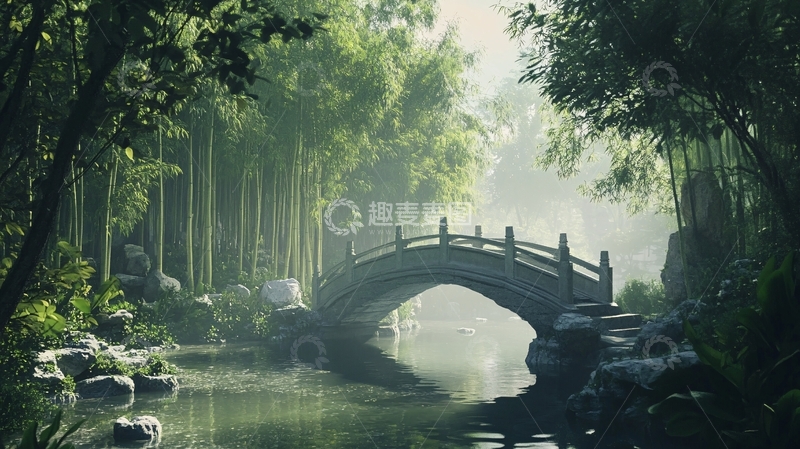 高清大图下载【趣麦麦图】新中式意境竹林3