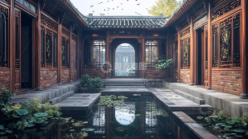 高清大图下载【趣麦麦图】中式古典庭院