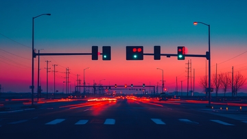 夜晚红绿灯路口