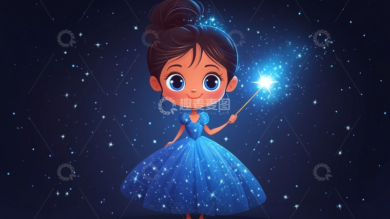 高清大图下载【趣麦麦图】许愿女孩插画3