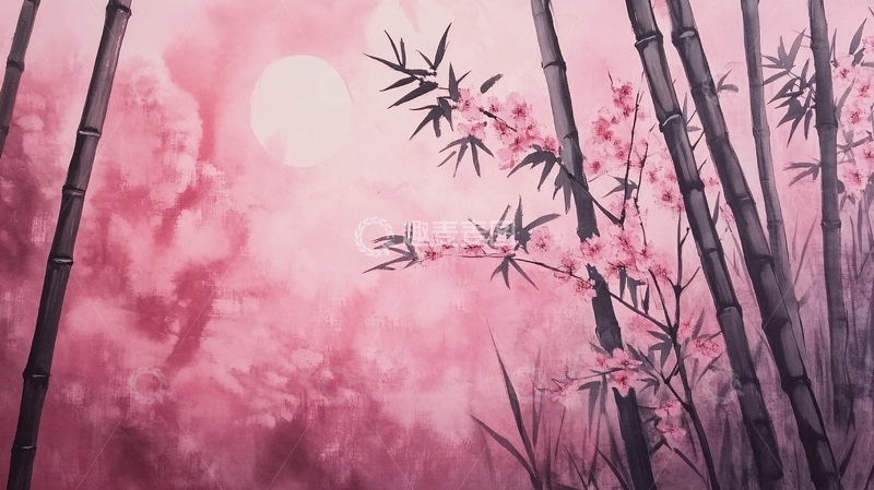 高清大图下载【趣麦麦图】月夜竹林背景