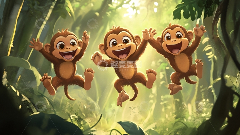 高清大图下载【趣麦麦图】金丝猴卡通设计