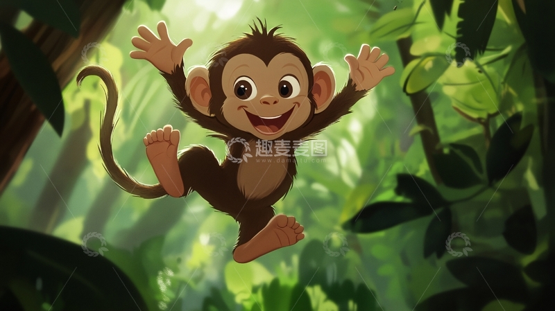 高清大图下载【趣麦麦图】原创小猴插画7