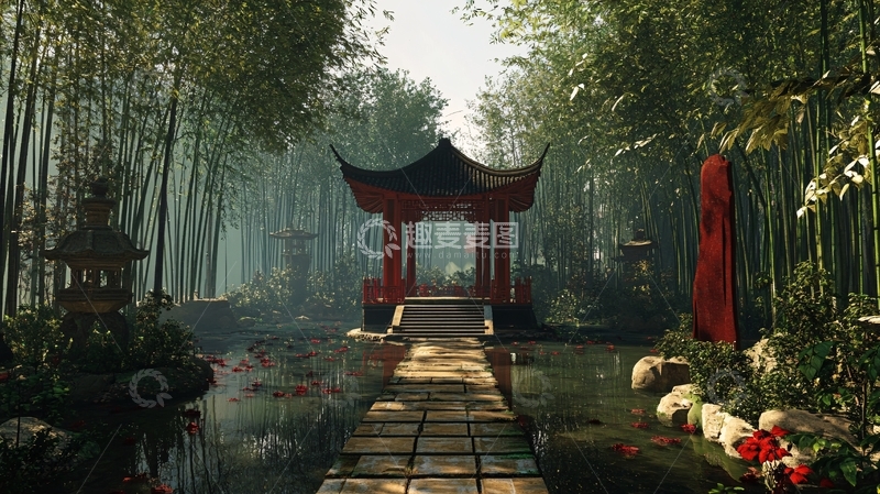 高清大图下载【趣麦麦图】新中式意境竹林4